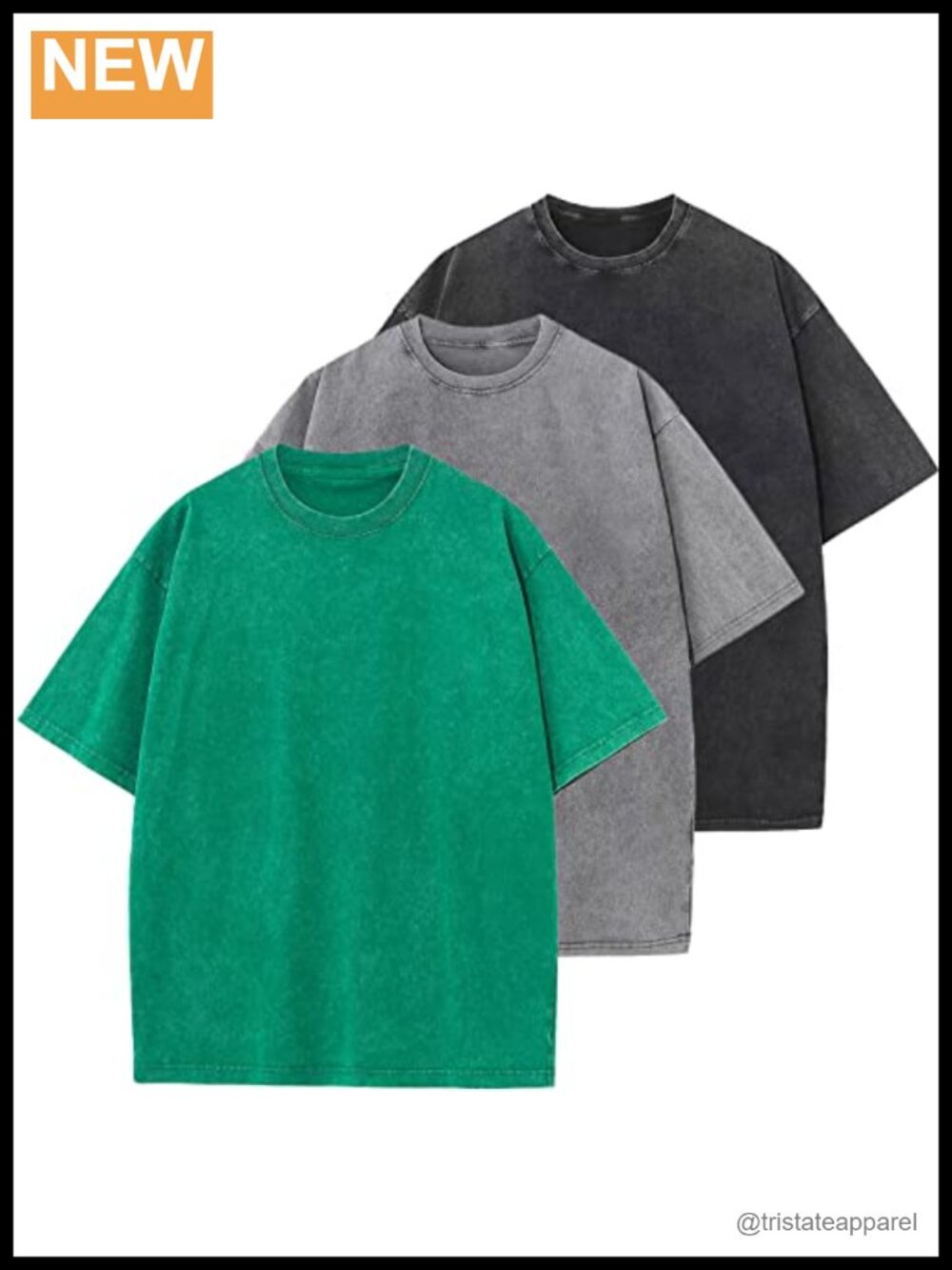 Oversized Cotton T-Shirts 3 Pack Unisex Loose Fit Crew Neck Short Sleeve Casual
